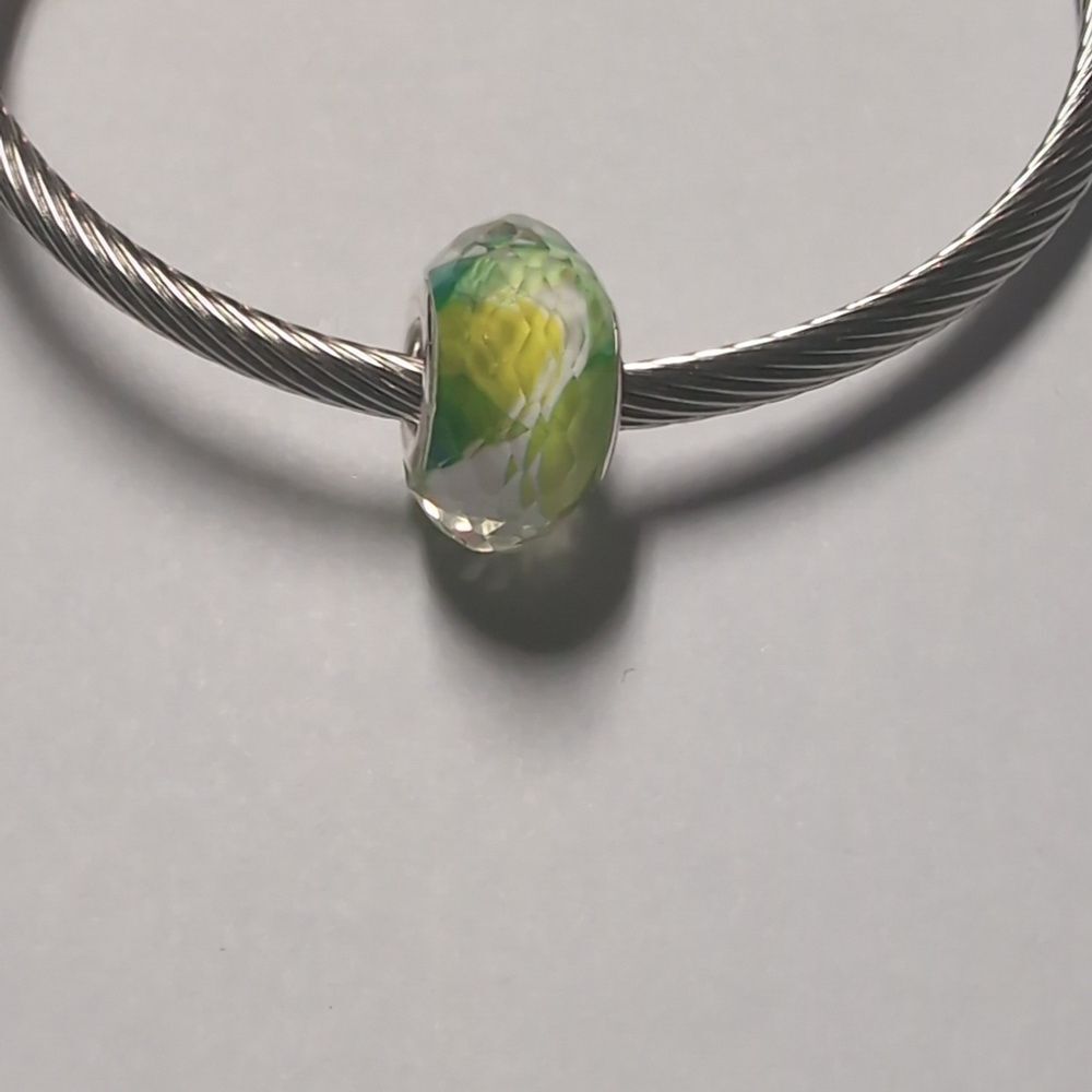Clear with‎ Green Artistic Background Charm for Pandora Style Bracelet